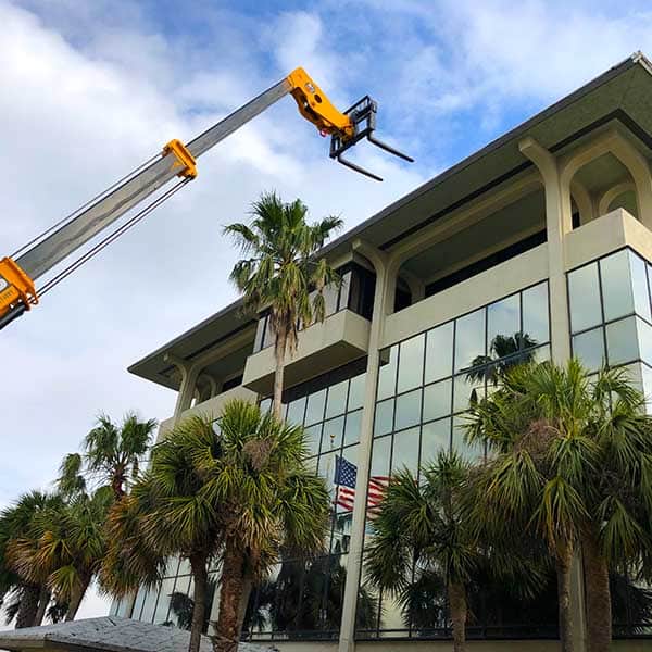 Material lift at a multi-story office building