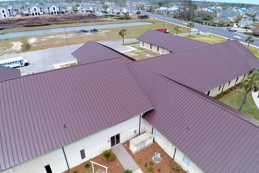 Metal roof on a church campus