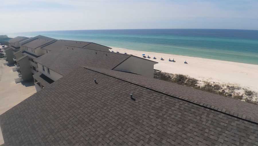 Shingle roof replacement on beachfront condominiums