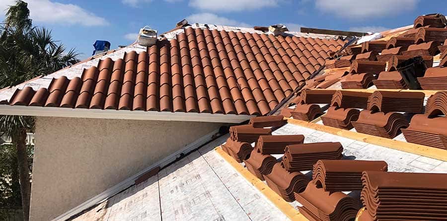 Clay tile roof installation